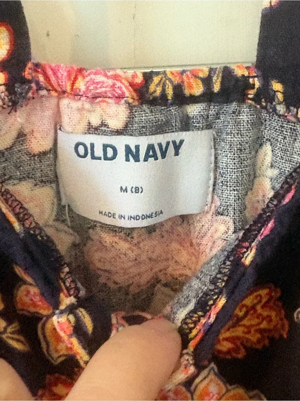 Old Navy Navy Floral Girls' One-Piece Romper with Pink and Coral Flowers